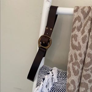 Brown leather Kim white belt xs